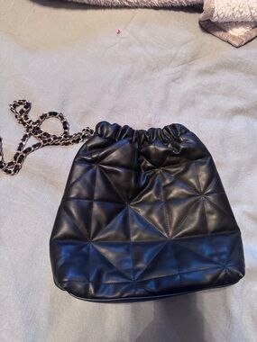 Target Black Quilted Drawstring Chain Crossbody Bag